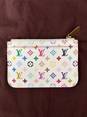 Louis Vuitton x Takashi Murakami White Multicolor Monogram Pochette Clé M93734